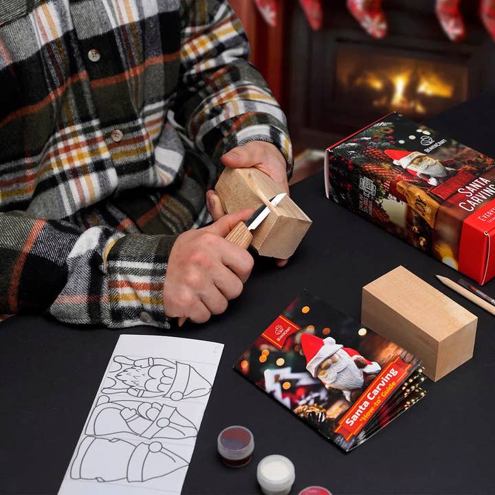 BeaverCraft - Wholesale DIY Craft Kit - DIY06 - Santa Carving Kit - Complete Starter Whittling Kit5