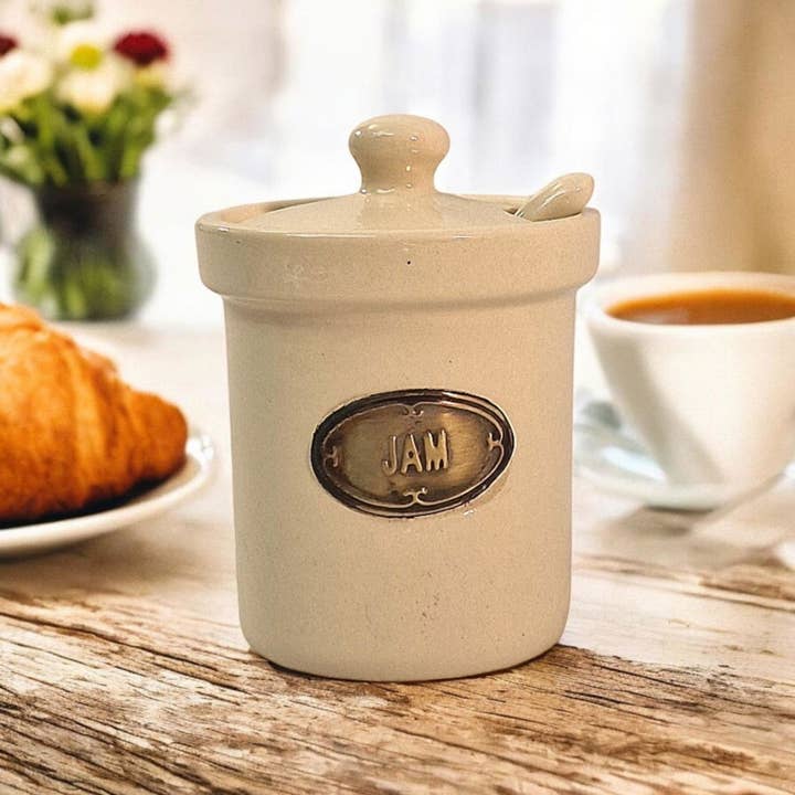 Geko Products - Wholesale Kitchen Storage/Organizer - Ceramic Jam Jar with Ceramic Spoon