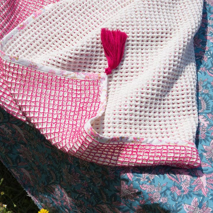 Lanita Beach Towel - honeycomb/terry - pink for wholesale on Faire1