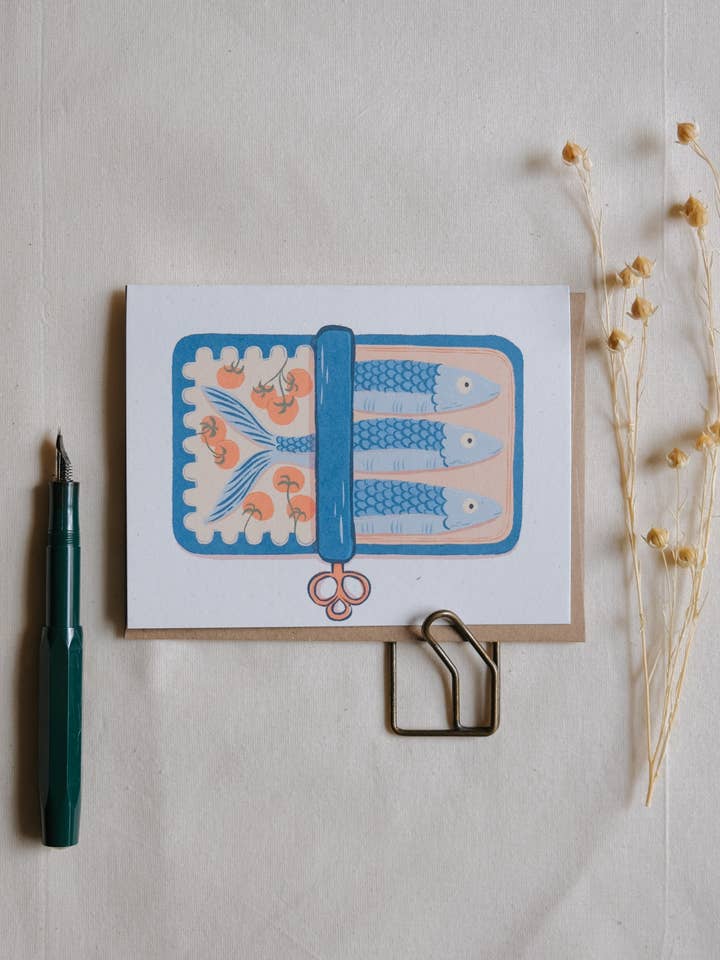 Sardines with Tomato Greeting Card for wholesale by Justine Gilbuena