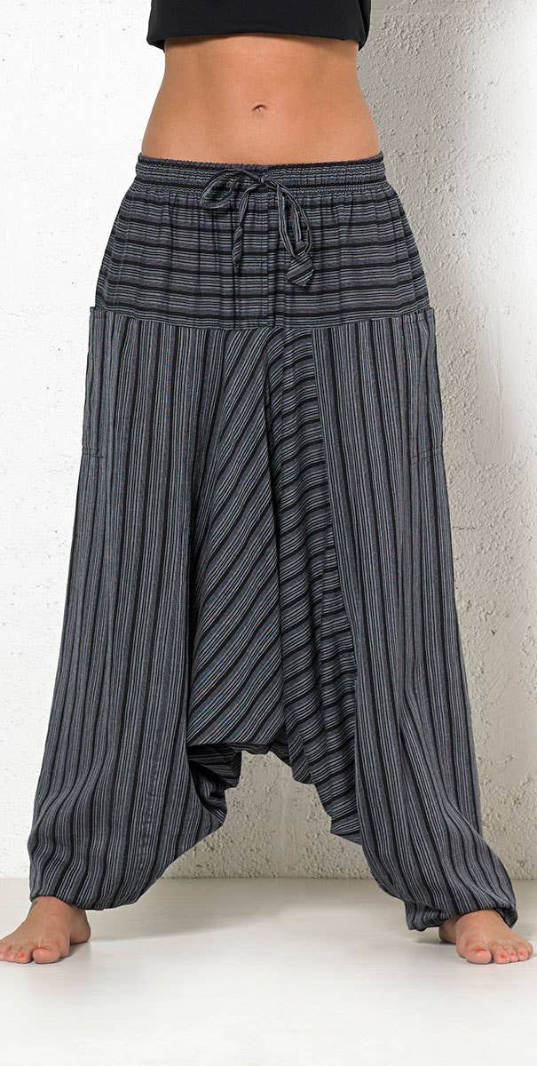 Coline – Engroshandel Bukser - Dame – Coline kvinde harembukser med stribet bomuld og elastisk talje3