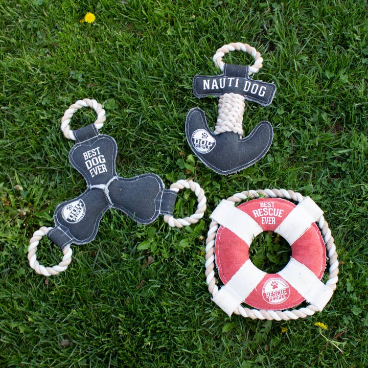 Pavilion - Wholesale Pet Rope Toy - Dog - Best Rescue Ever - 10" Canvas Dog Toy on Rope