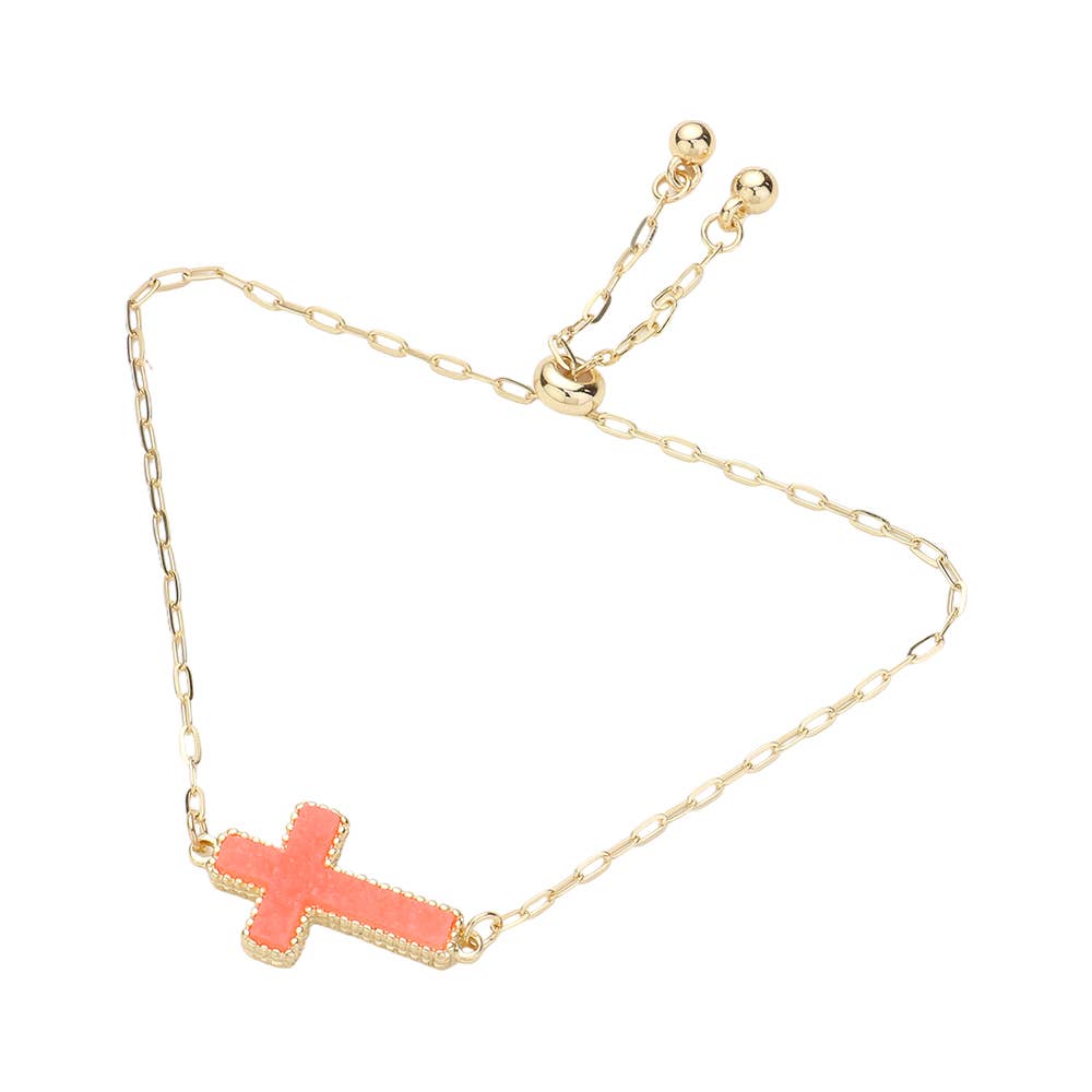 Sensibling Corp. – Pulseira com pendente por atacado – Pulseira Ajustável com Druza Cruz e Fecho de Puxar3