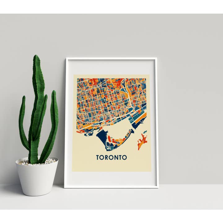 11" x 14" Prussian Toronto Map Print - Chroma Style for wholesale by ILIKEMAPS