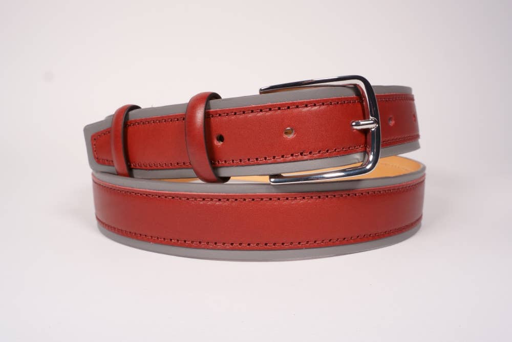 Tailorbelt - Wholesale Belt - Men's - Gray and Merlot Tuscany leather men's sports belt3