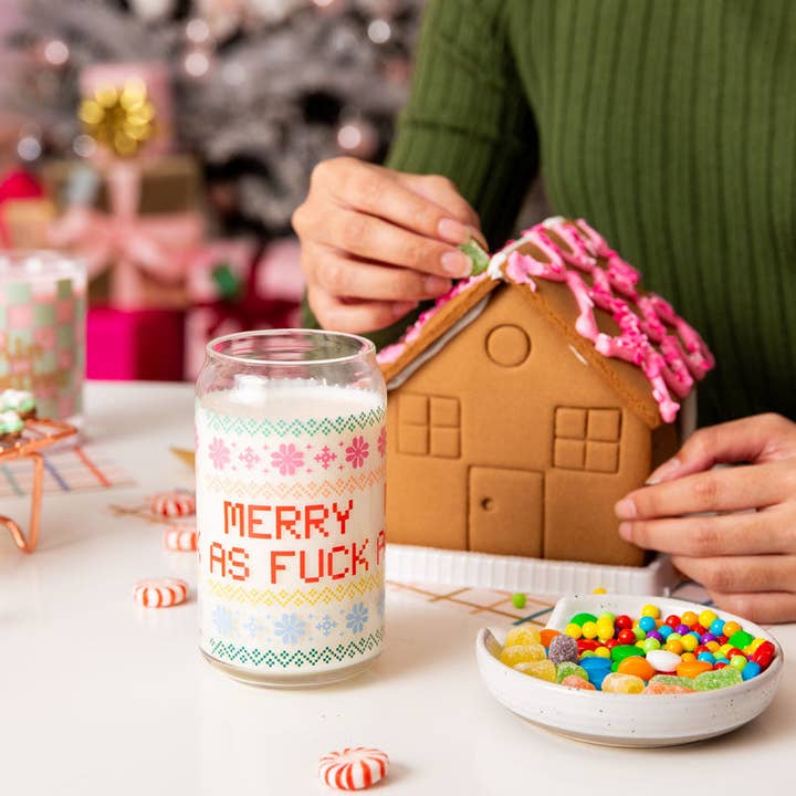 Talking Out of Turn - Wholesale Drinking Glass/Cup - Holiday Can Glass w/Lid + Straw10