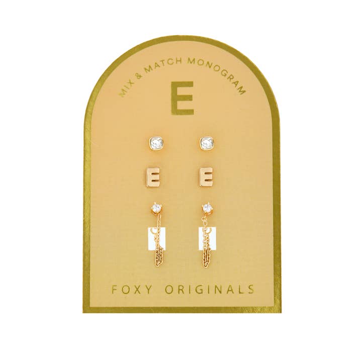 Foxy Originals - Wholesale Jewelry Set - Monogram Collection | Alphabet Mix & Match Earrings Pack7