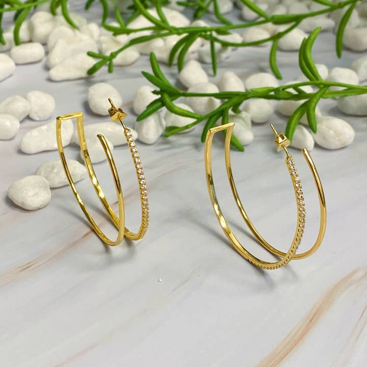 Ellison+Young - Wholesale Hoop Earrings - Doubled Open Top Hoop Earrings