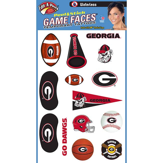 Georgia Game Faces® Temporary Tattoos for wholesale by Fanapeel / Gamefaces