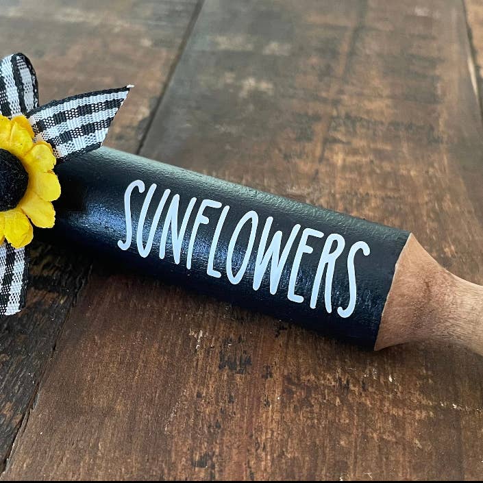 AH Designs 15 - Wholesale Decorative Tabletop Object - 7” Sunflower 🌻 Farmhouse tier tray mini rolling pin