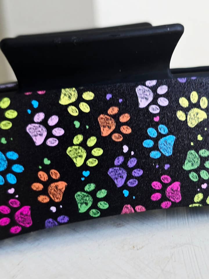 Colorful Paw Print Hair Clip/ Acrylic Claw Clip for wholesale by Silver Birch Designs Jewelry