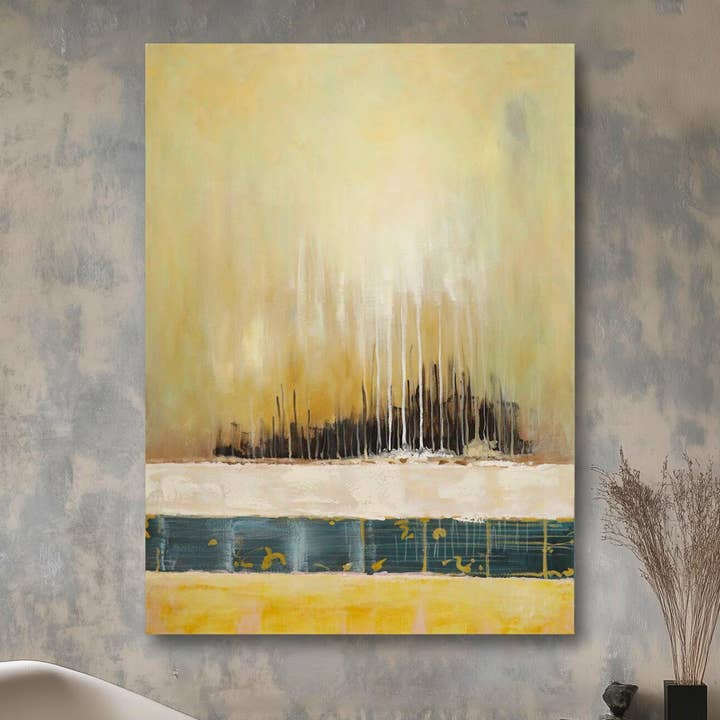 Soleron Large Hand-Painted Canvas Wall Art 31"X47" for wholesale by Aria Home