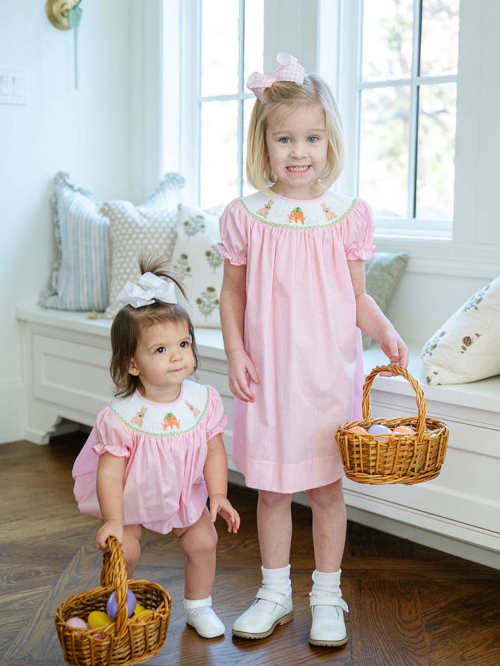 Ruth and Ralph - Wholesale Dress - Kids - Easter Bunny and Carrots Smocked Helen Dress8
