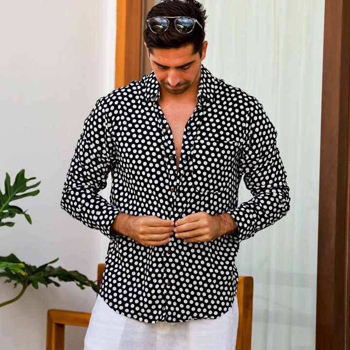 White The Drippin' Dots - Long Sleeve Shirt for wholesale on Faire
