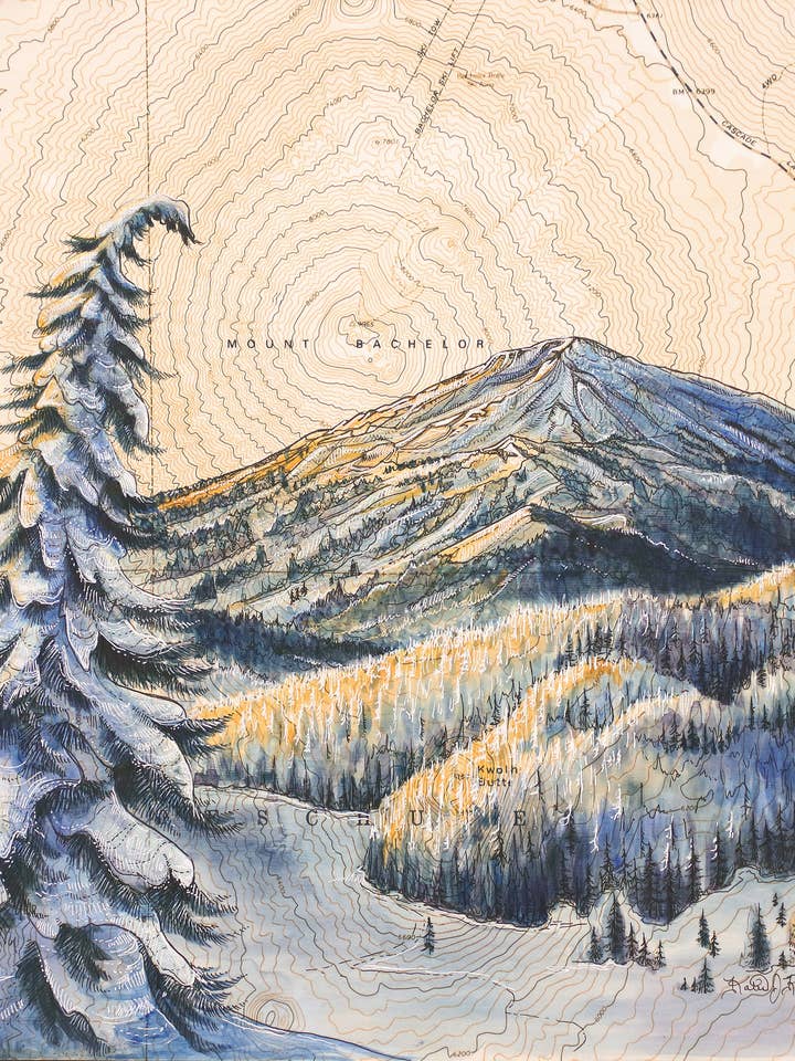 Mount Bachelor Winter Fine Art Matted for wholesale by Final Switchback by Katie Jeanne Reim