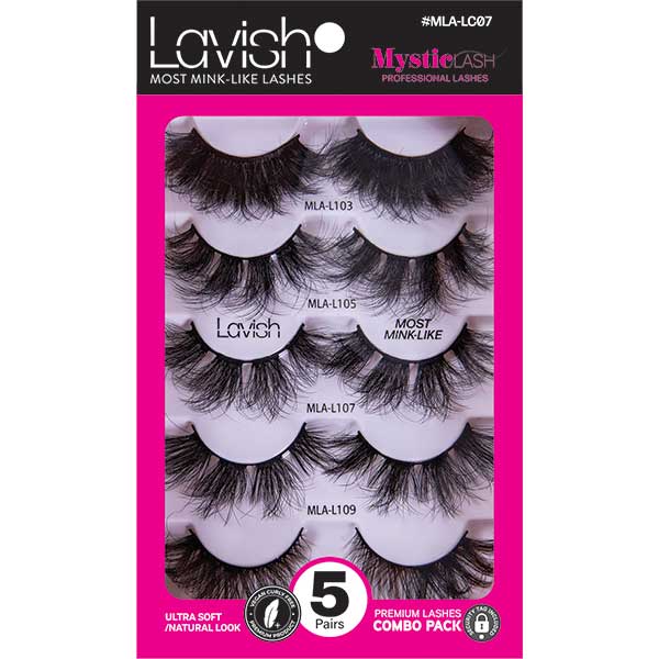 Majestic Wholesale - Wholesale False/Fake Eyelashes - MysticLash Lavish Combo Pack 5 Pairs of Ultra-Soft Lashes2