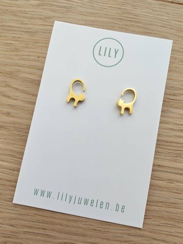 Boucles d’oreilles chat en acier chirurgical pour la vente par Lily