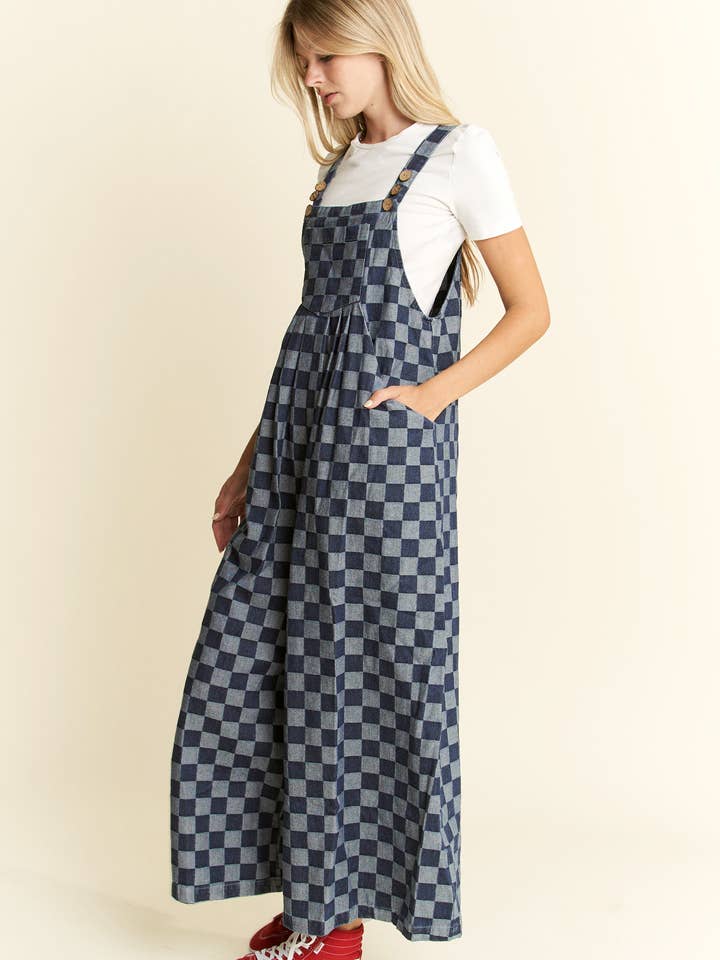 DENIM CKECKERD JUMPSUIT JJS6345 for wholesale on Faire6