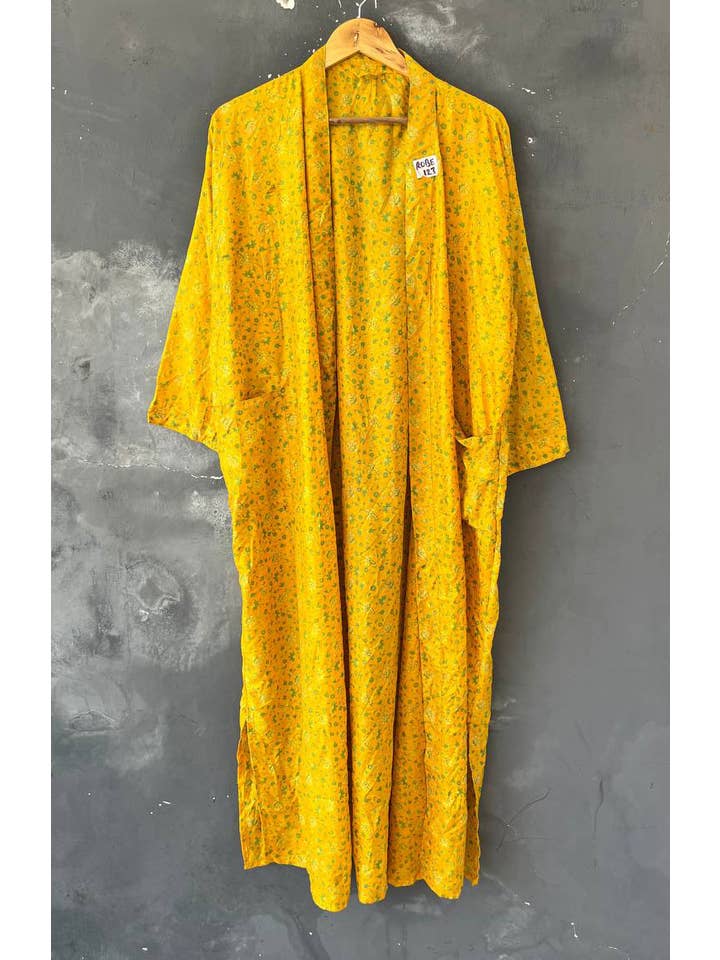 Bhawana Handicrafts - Wholesale Robe - Women's - Pure Silk Long Gown Women Kimono Silk Sari Robe Lounge Dress