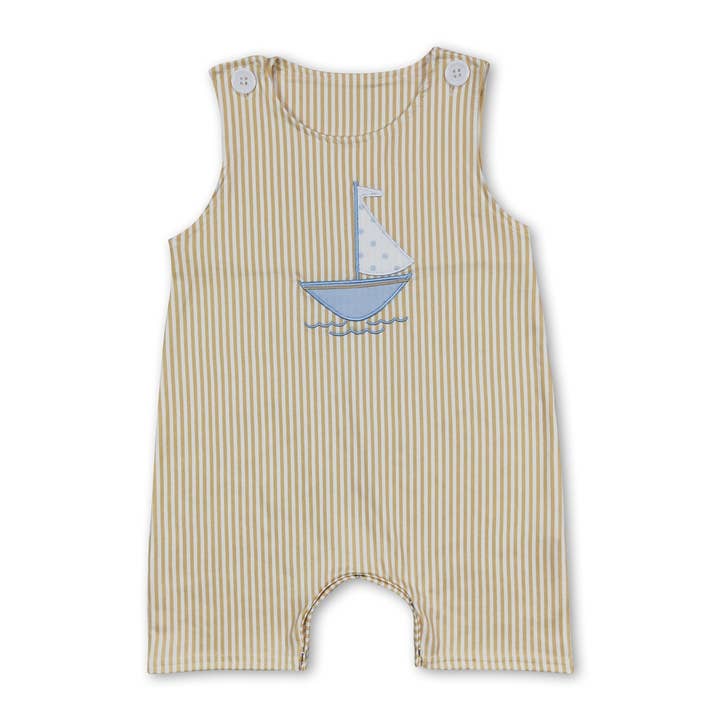 Yawoo Garments - Wholesale Jumpsuit - Baby - Sleeveless yellow stripe boat baby boy romper