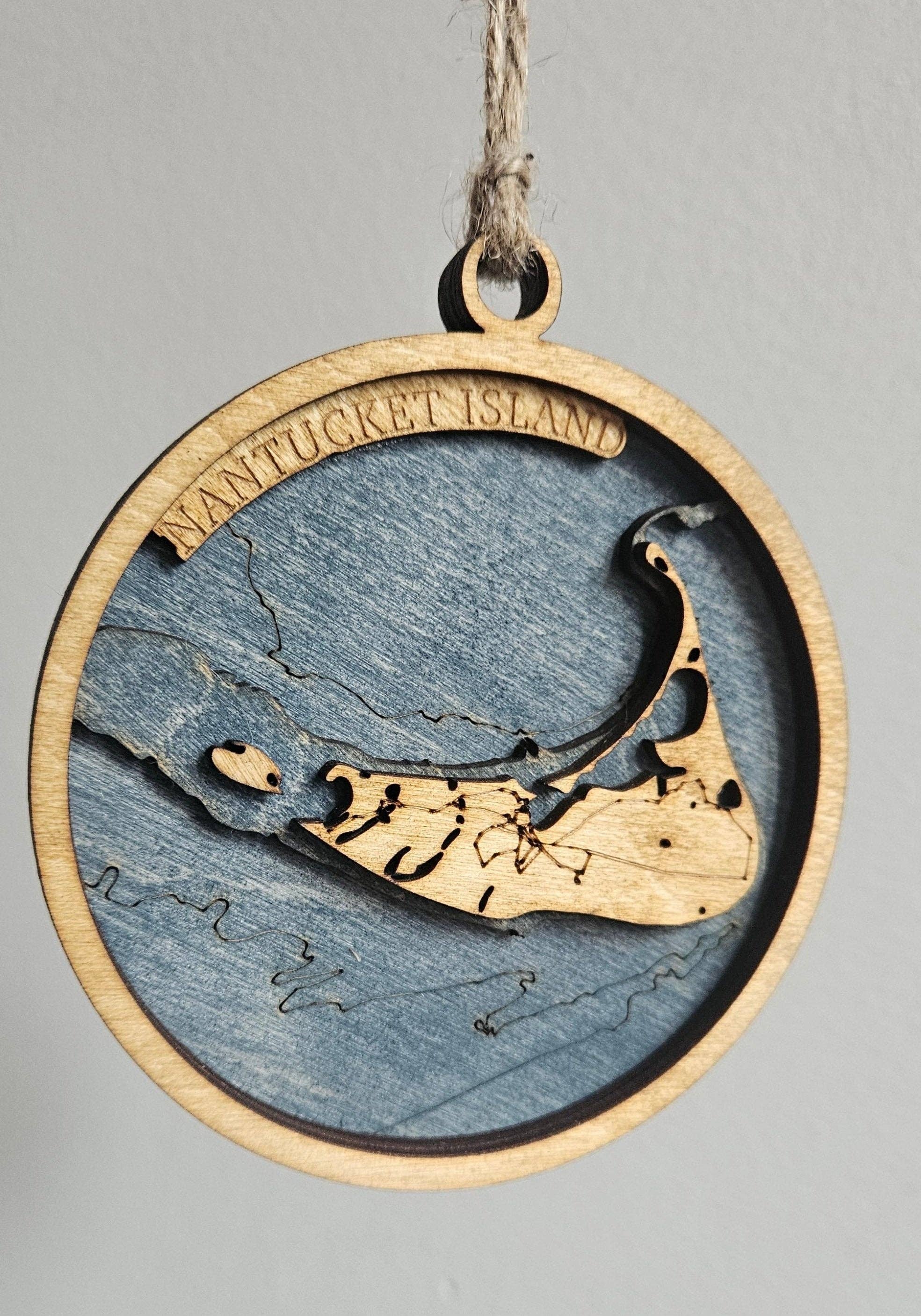 Coastal Carve Engravings - Wholesale Ornament - Nantucket Island, Massachusetts | bathymetric Ornament2
