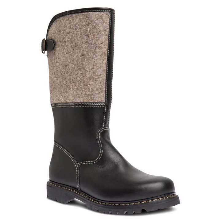 gris chiné noir Bottes Salober pour hommes en cuir de vachette avec tige en feutre en vente sur Faire1