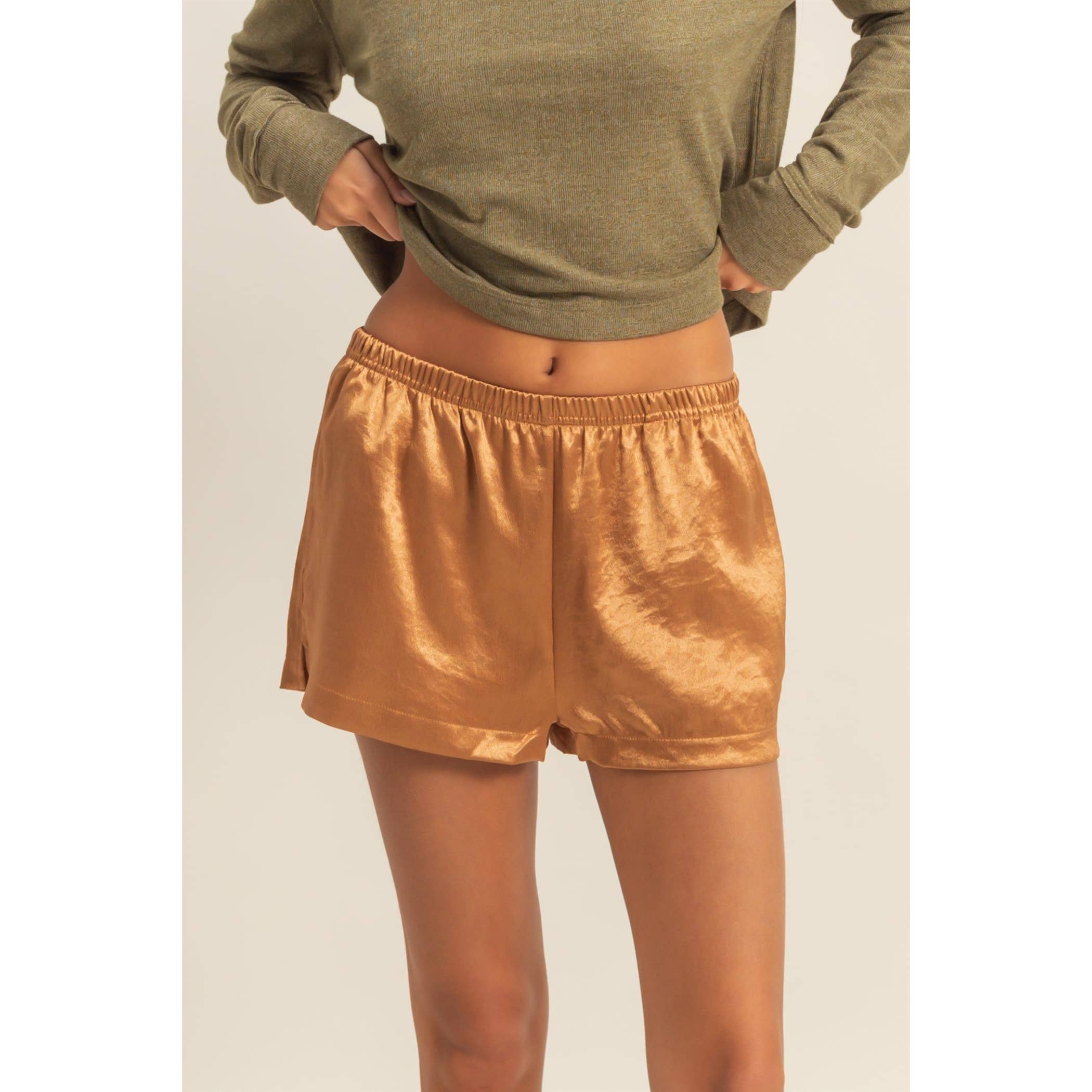 HYFVE - Wholesale Shorts - Women's - Satin Elastic Waist Shorts With Side Slit28
