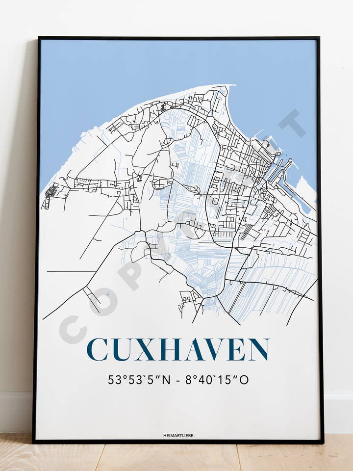 PRINT - MAP CUXHAVEN for wholesale by HEIMARTLIEBE®