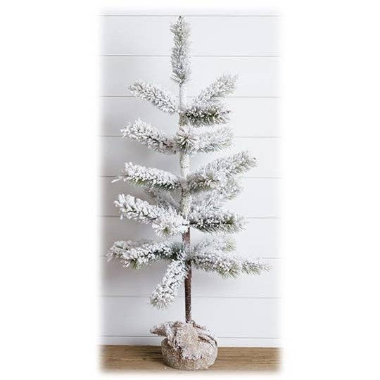 Will's Company - Wholesale Artificial Christmas Tree - Snowy Flocked Tree with Burlap Base - 37"