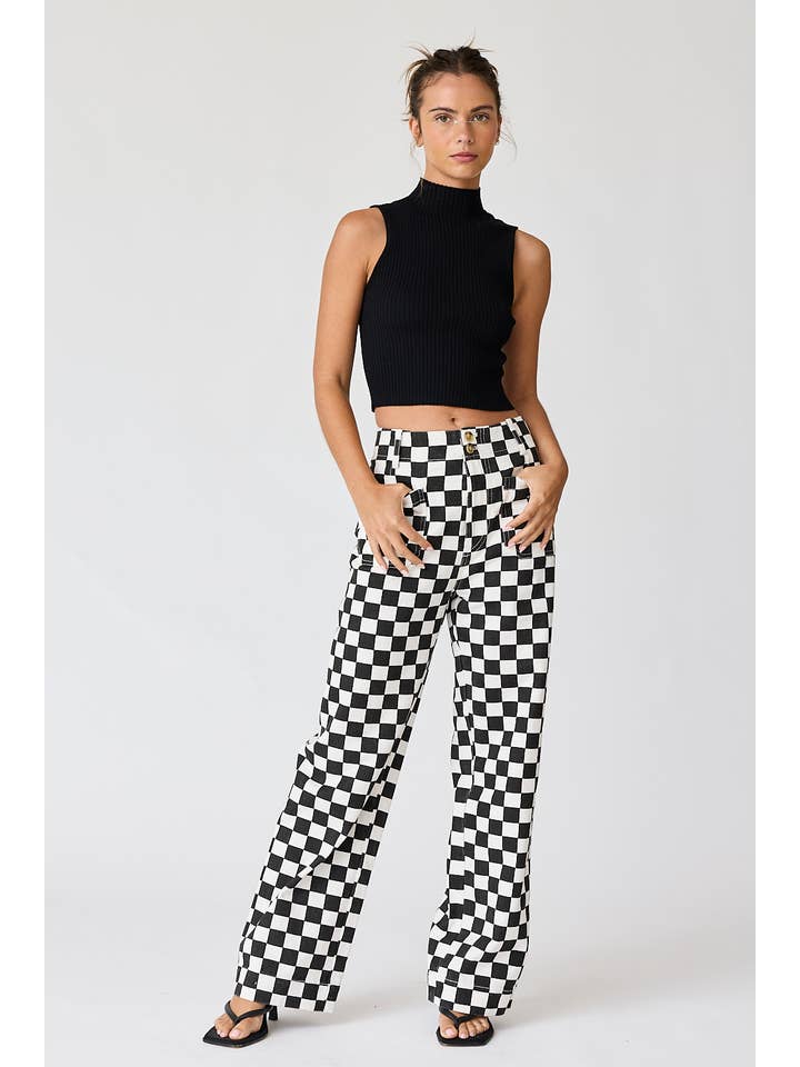 Papermoon - Wholesale Pants - Women's - PP16140-4 - Demi Checkered Bottoms w Elastic Band12