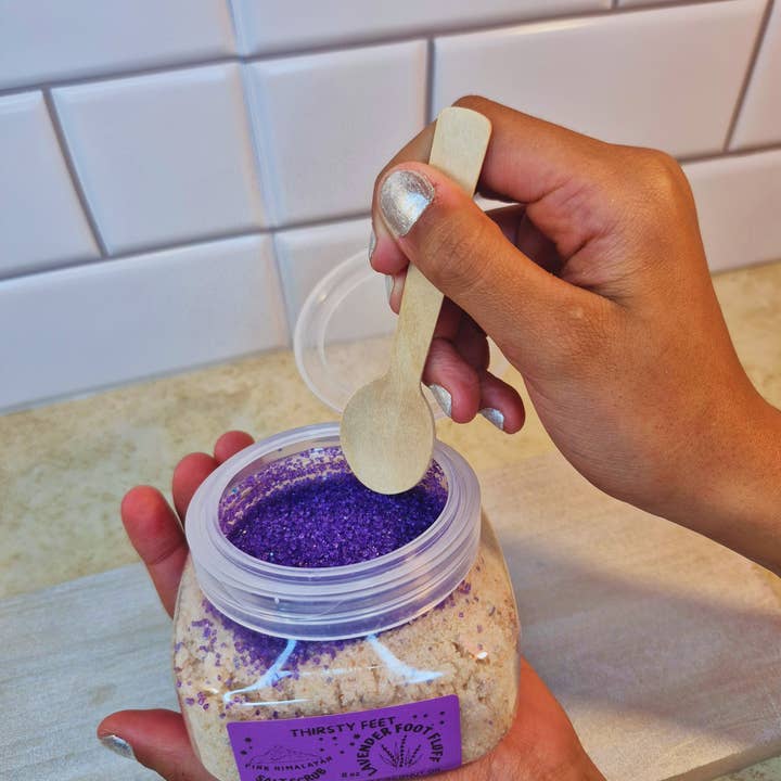 THIRSTY FEET™️ - Wholesale Foot Scrub/Polish - Lavender Salt Foot Fluff Sugar Scrub 8 oz Jar6