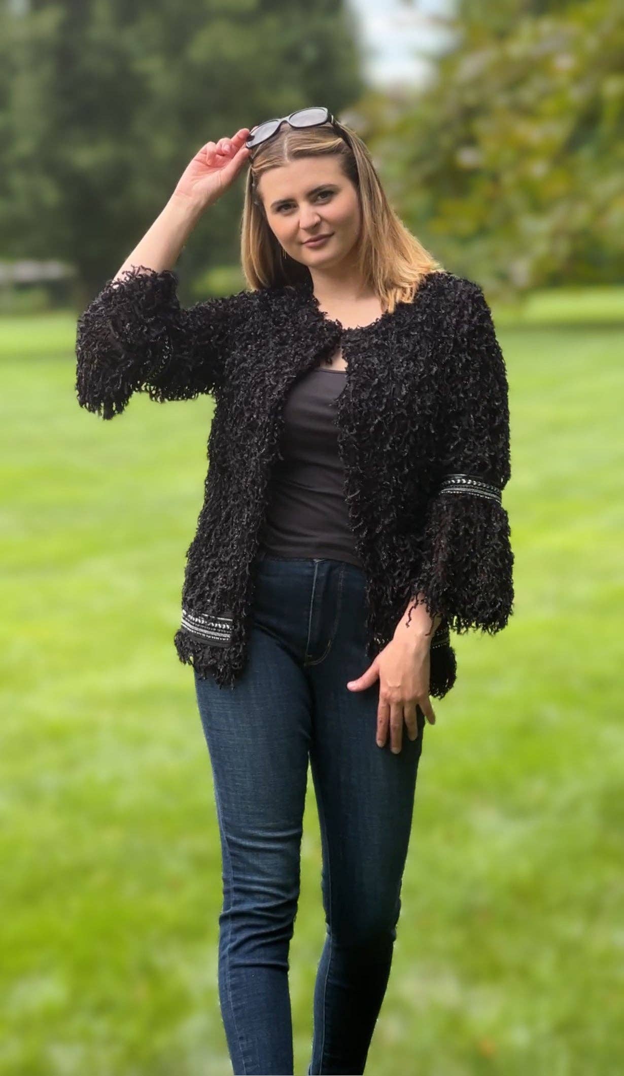 Black Shaggy Fur Jacket for wholesale on Faire8