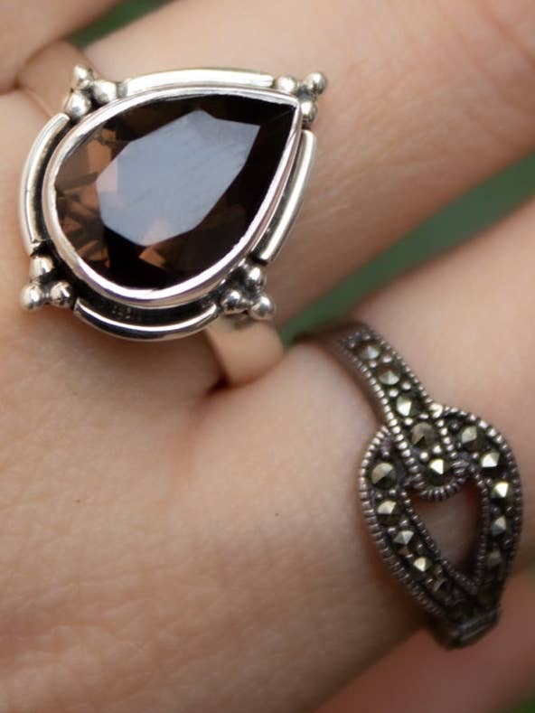 Natural Smokey Quartz Ring, Capricorn Birthstone, Brown Stone SKU 6068 for wholesale by Ambra Jewels