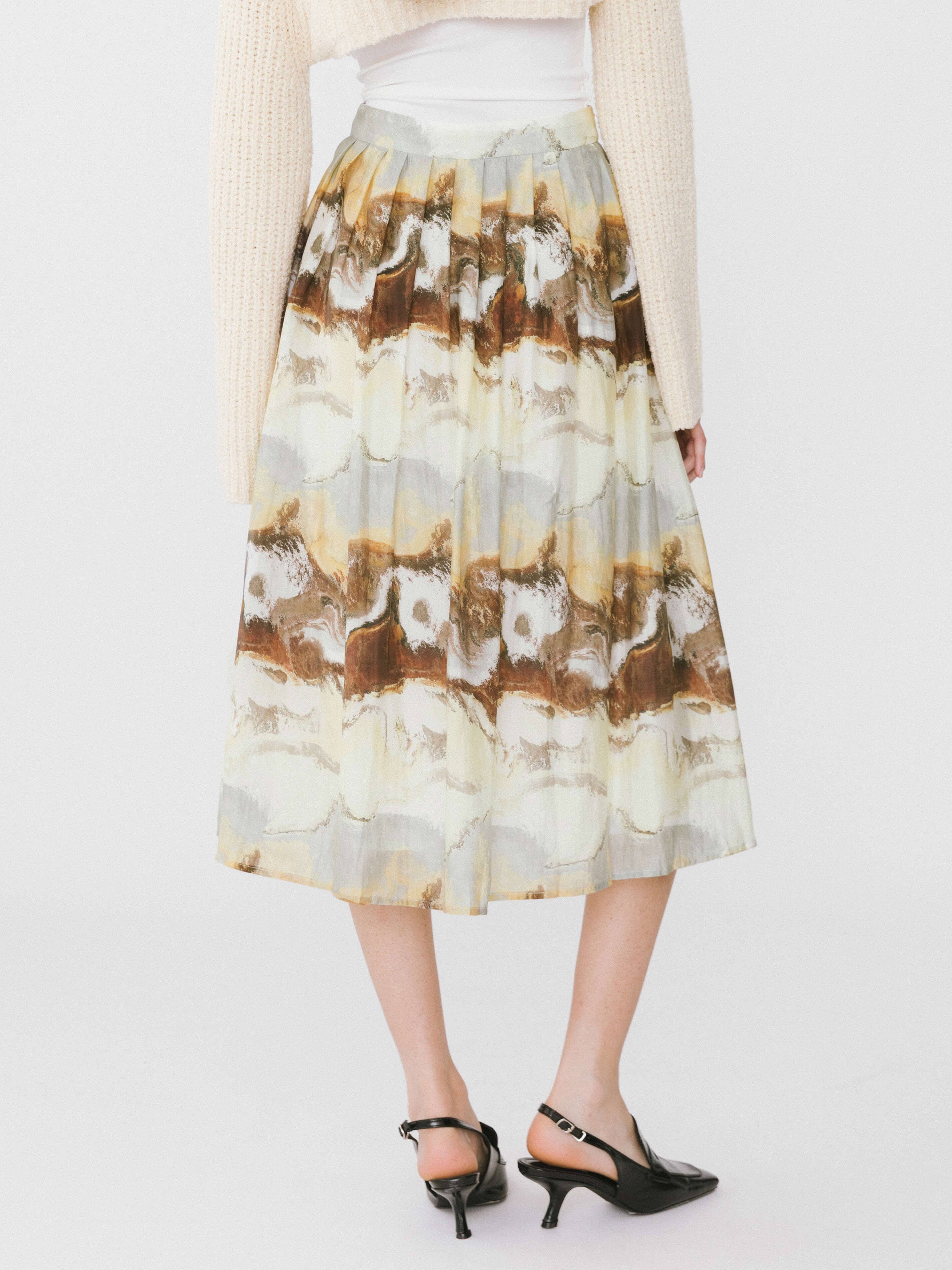 Sienna Kusttryckt veckad kjol för wholesale på Faire9