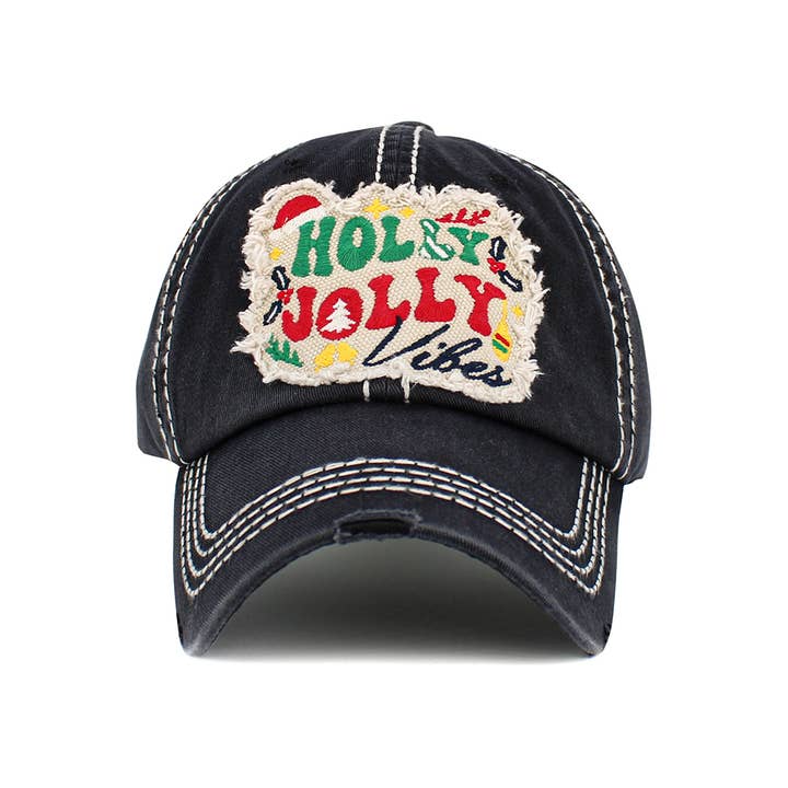 Hana - Wholesale Baseball Cap - Women's - HOLLY JOLLY VIBES Christmas Washed Vintage Baseball Cap5