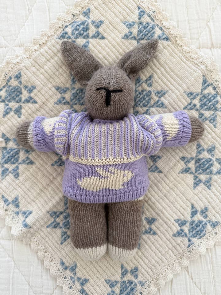 doll knit sweater | lavender bunny for wholesale by New Grain