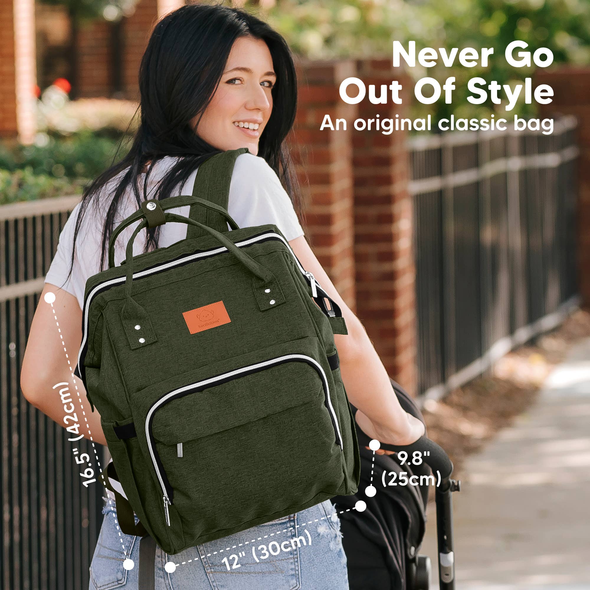 Dark Olive Original Diaper Bag Backpack, Baby Bags with Changing Pad for wholesale on Faire1