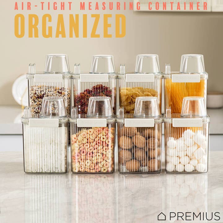 ShopBobbys - Wholesale Food Storage Container - PREMIUS Plastic Food Storage Container with Measuring Cup, Clear-Natural11
