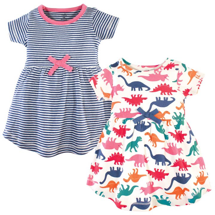 Touched by Nature Organic Cotton Short-Sleeve and Long-Sleeve Dresses, Baby Toddler Dinosaurs Short Sleeve for wholesale by BabyVision