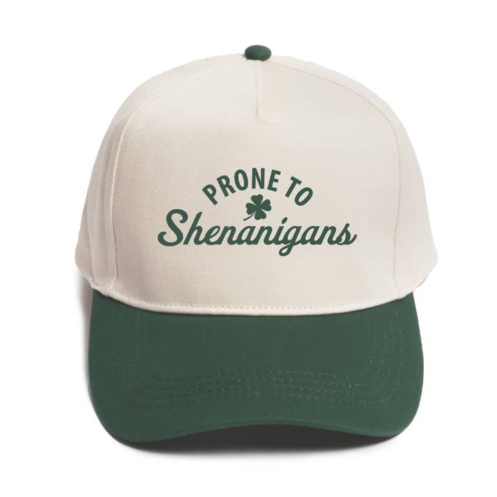 St Patrick's PRONE TO SHENANIGANS Embroidered Two Tone Cap for wholesale by David And Young