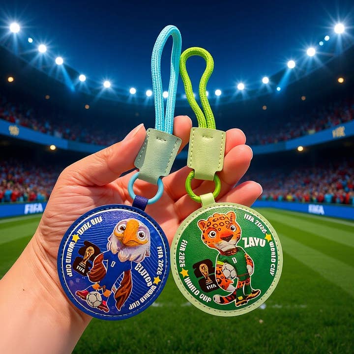 2026 World Cup mascot leather keychain bag charm for wholesale by Little Trendy