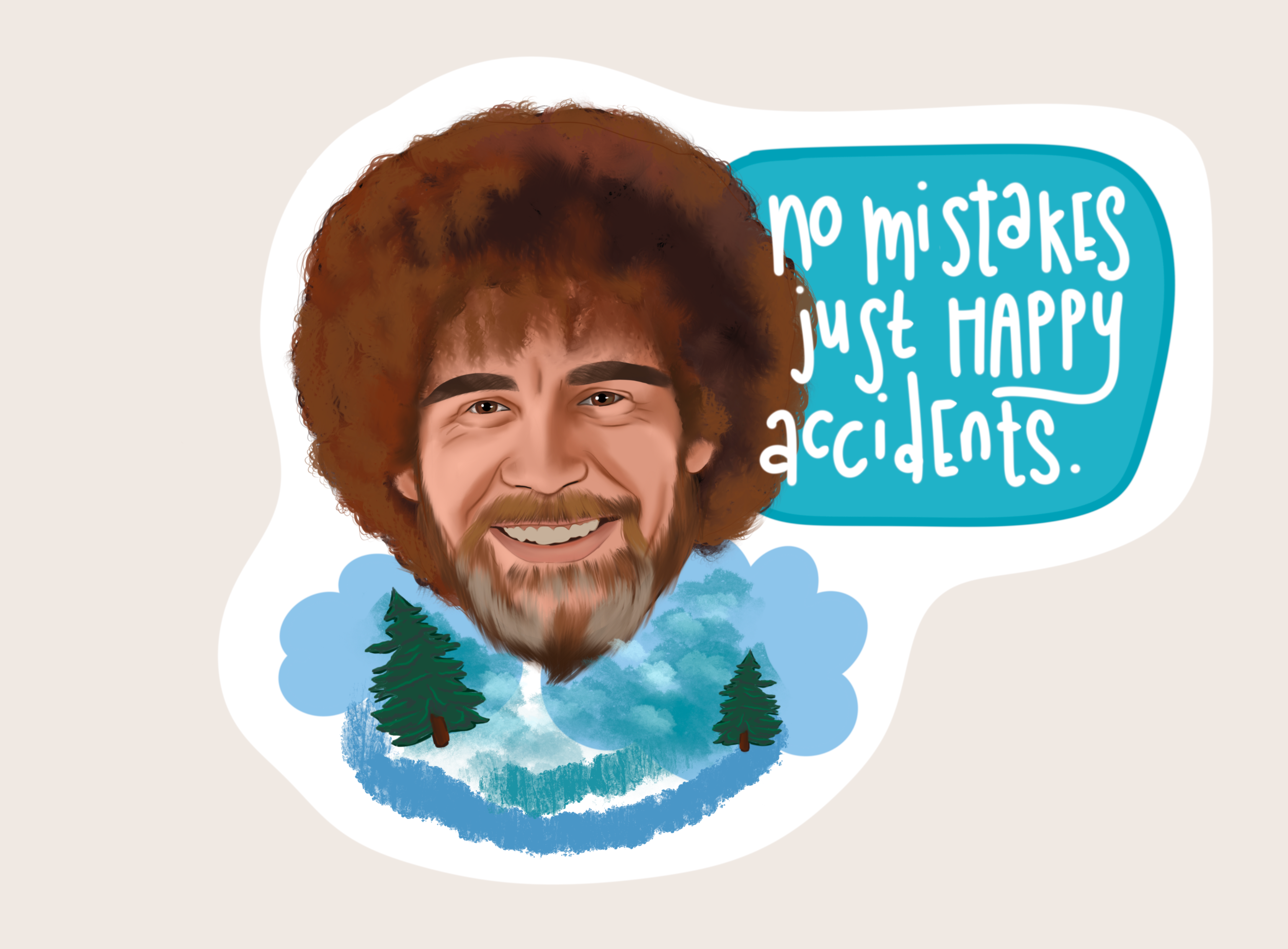 Cocollama Design - Wholesale Sticker - Bob Ross Sticker, funny bob ross0