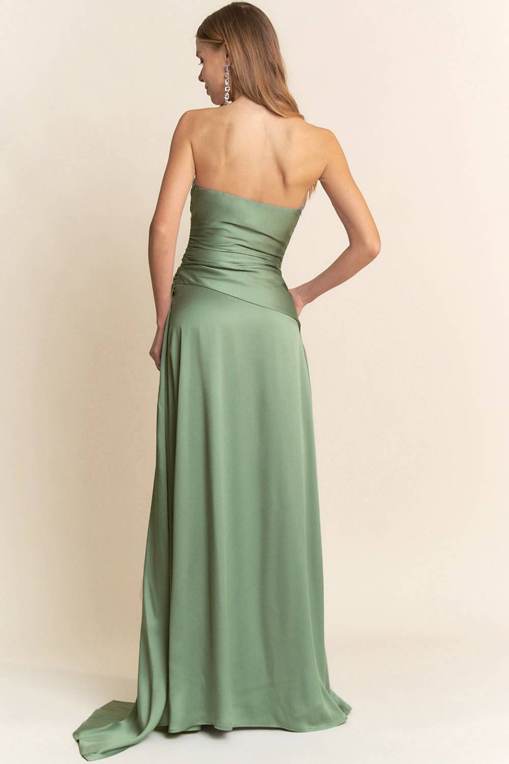 Maniju - Wholesale Dress - Women's - STRAIGHT NECKLINE WITH RUCHING DETAIL MAXI DRESS6