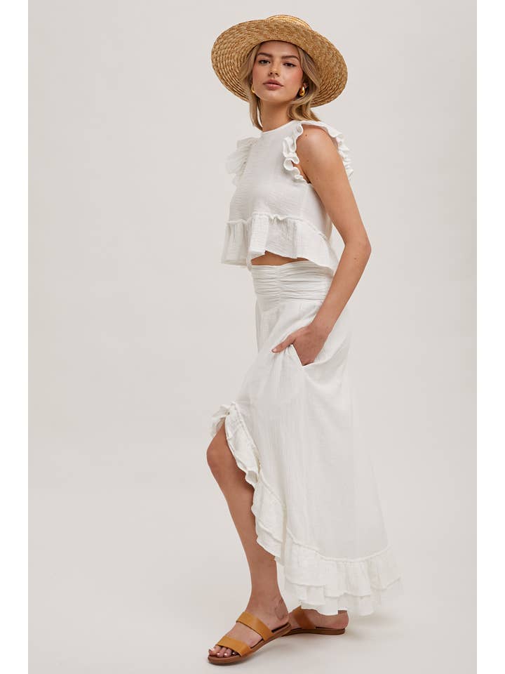 Bluivy – Großhandel Set aus Oberteil und Rock – Damen – MINIROCK-SET MIT CROP TOP UND SEITENSCHLITZ MIT RÜSCHENBESATZ26