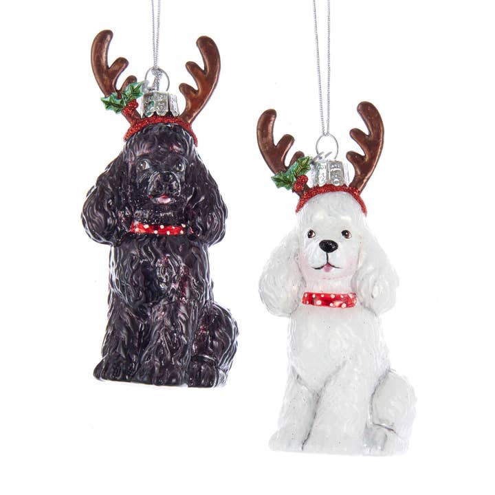 Kurt S. Adler, Inc. - Wholesale Ornament Set - 4"NOBLE GEMS GLASS POODLE ORN 2/A