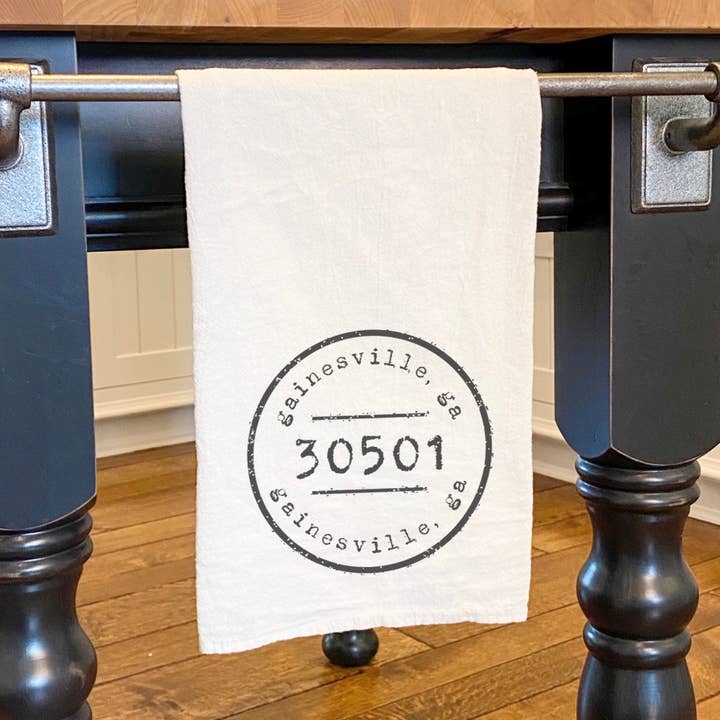 Indigo Tangerine - Wholesale Tea Towel - Postmark Stamp - Custom Cotton Tea Towel0