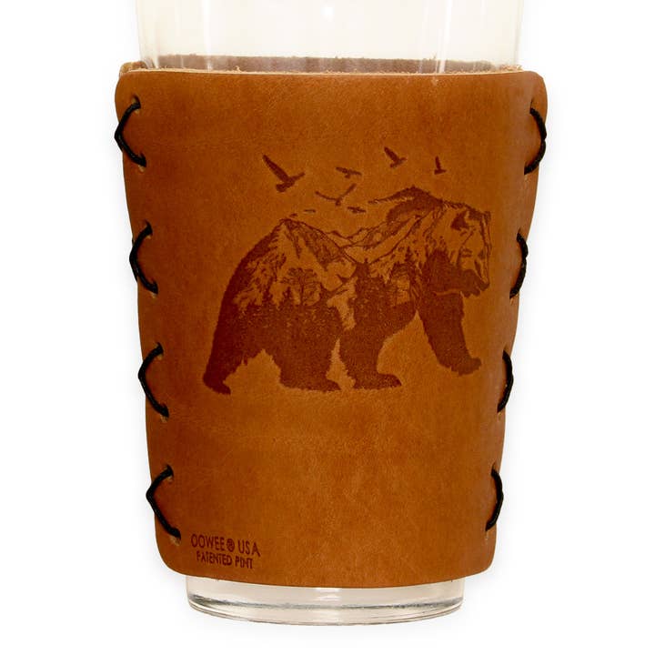 Portabicchiere in Pelle Pieno Fiore Bear per la vendita all'ingrosso da parte di Oowee Products