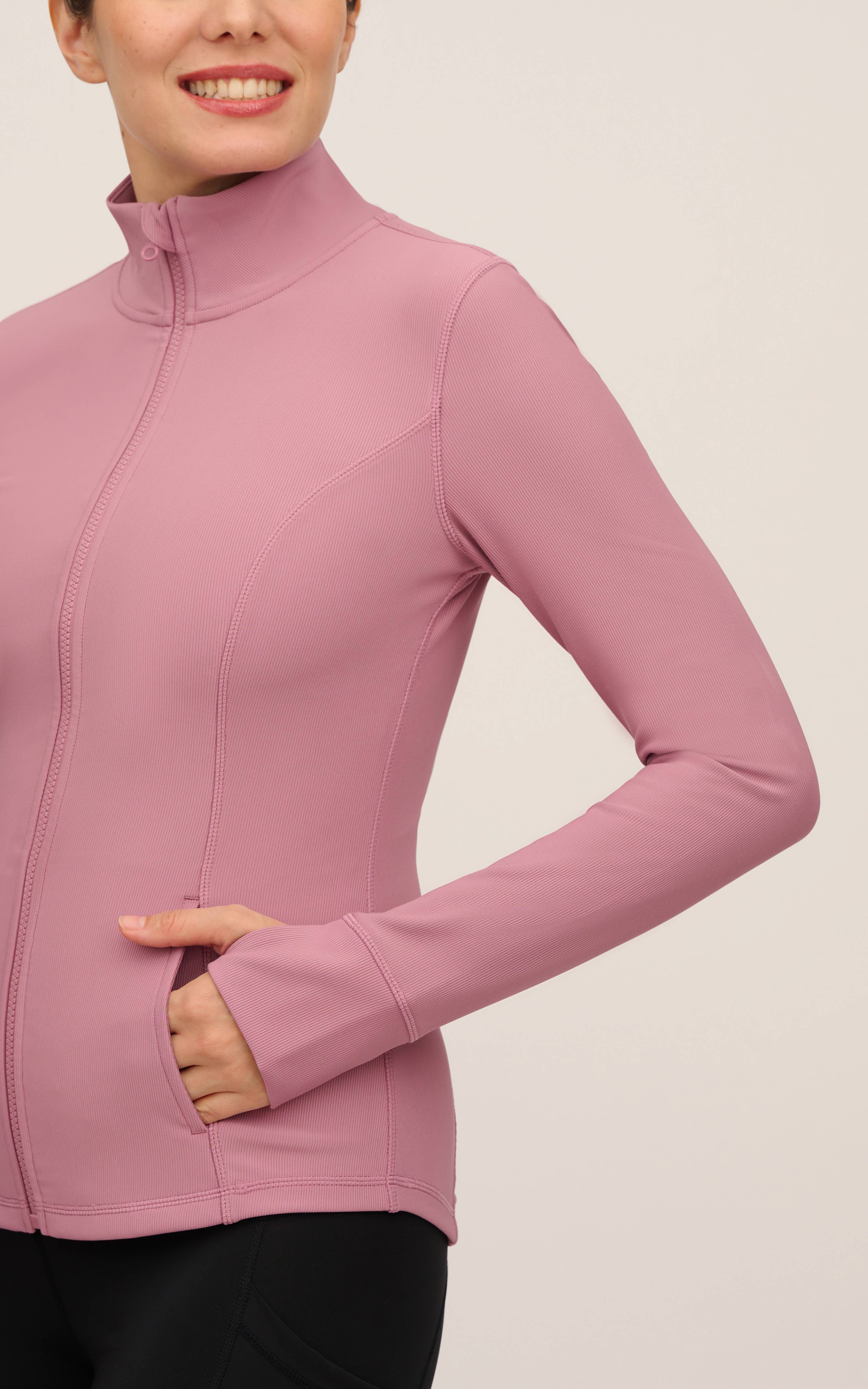 90 Degree by Reflex & Yogalicious - Wholesale Athletic Jacket - Women's - Women's Everyday Ribbed Full Performance Full Zip Jacket8