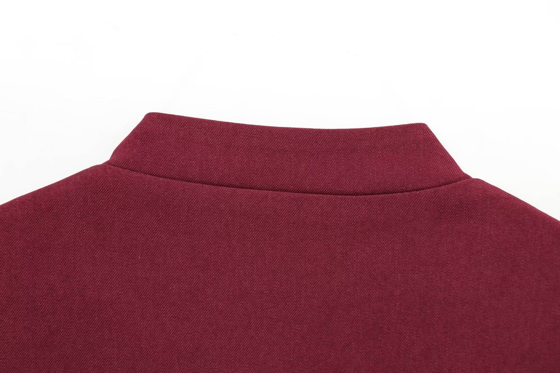 WINE Round-neck long-sleeved solid-color jacket for wholesale on Faire8