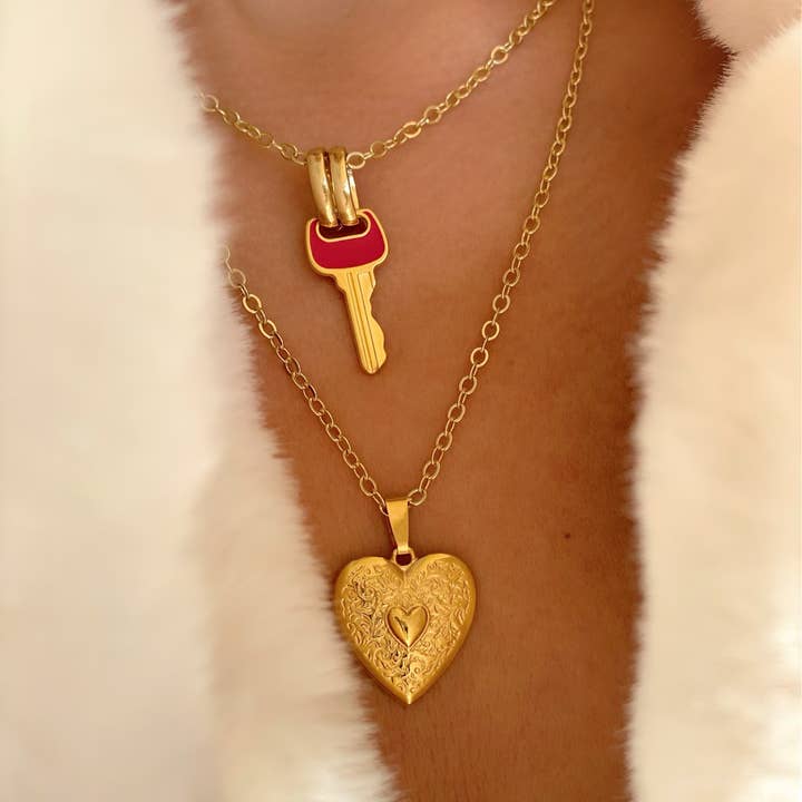 Christina Christi – Großhandel Kette mit Anhänger/Charm – Gold Key Halskette, Gold Herz Halskette, handgemachte Schichten